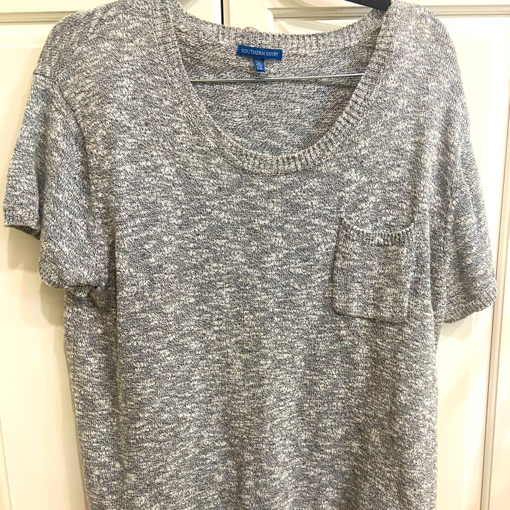 Southern shirt company, heather grey, sweater blouse, size large